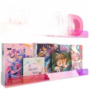 24" Iridescent Acrylic Floating Bookshelf Wall Mount